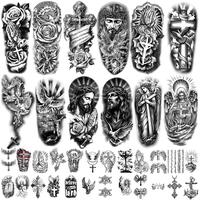 77 Sheets Christian Cross Temporary Tattoo for Women Men, 17 Sheets Half Arm Large Religious Jesus God Fake Tattoos, 60 Sheet...
