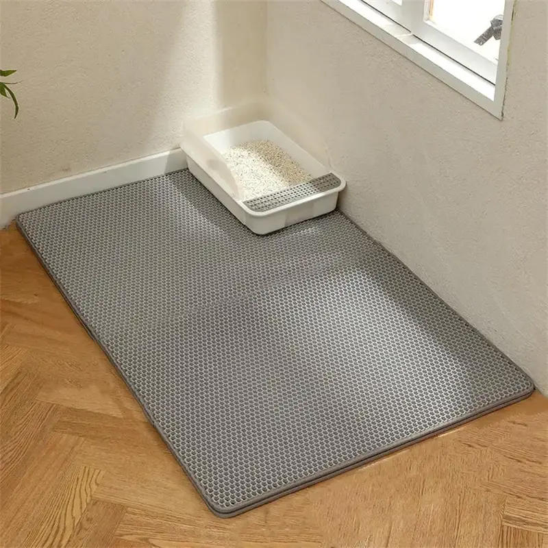 Double Layer Honeycomb Cat Litter Mat, Durable & Washable Non-slip Cleaning Solution for Pet Toilet, Litter Box & Kennel, Eff...