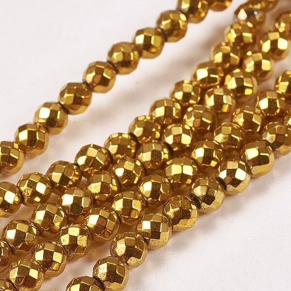 Electroplate Non-magnetic Synthetic Hematite Beads Strands