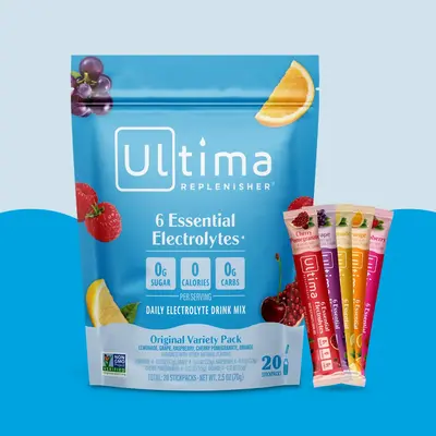 Ultima Electrolyte Hydration Drink Mix Powder Variety Pack of 20 – Sugar-Free Drink Mix with 6 Essential Electrolytes & Vit...