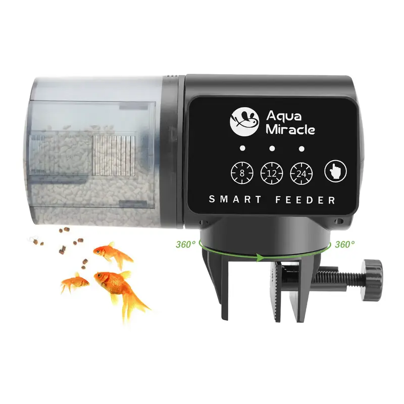 AquaMiracle Automatic Fish Feeder for Aquarium, Fish Feeder Automatic Dispenser with Timer for Granules Pallets Strips, Volum...