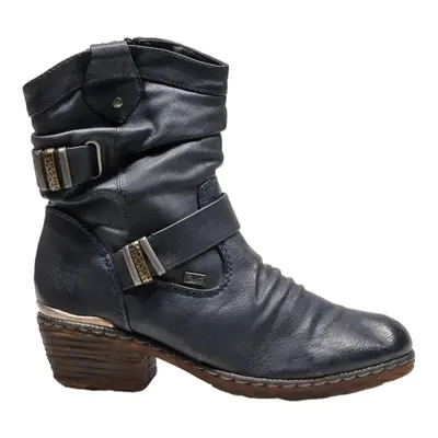 RIEKER Ankle Boots Blue Leather Womens UK 3