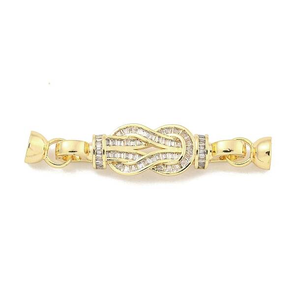 Brass Micro Pave Clear Cubic Zirconia Fold Over Clasps
