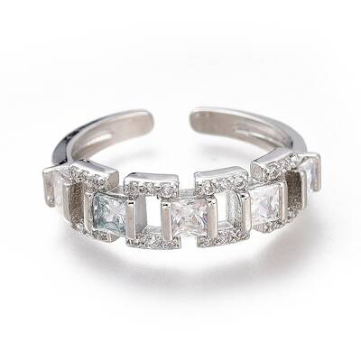 Brass Micro Pave Clear Cubic Zirconia Cuff Rings