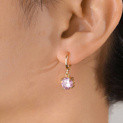 Elegant French Style Brass Pave Clear Cubic Zirconia Flat Round Hoop Earrings