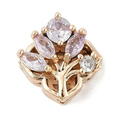 Brass Micro Pave Cubic Zirconia Beads