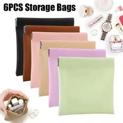 6 Pieces Pocket Storage Purses, Portable Women Mini Cosmetic Bags, Lipstick Cosmetic Storage Accessories, for Purse Organizat...