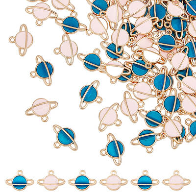 120Pcs 2 Colors Light Gold Tone Alloy Enamel Pendants