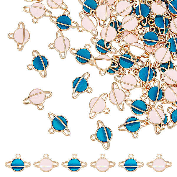 120Pcs 2 Colors Light Gold Tone Alloy Enamel Pendants