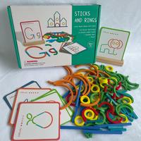 Wooden Sticks and Rings Puzzle Game, 1 Box Colorful Logic Thinking Training Educational Toy, Parent-child Interactive Game Pr...