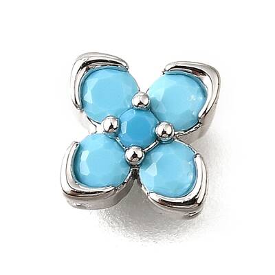 Brass Micro Pave Cubic Zirconia Beads