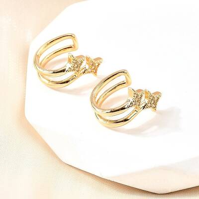 Brass Micro Pave Clear Cubic Zirconia Cuff Earrings