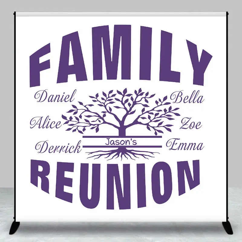 White Purple Tree Custom Family Reunion Backdrop - Aperturee