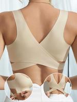 Women's Solid Color Push Up Bra, Comfortable Buckle Backless Bra, Soft Breathable Lingerie for Daily Wear