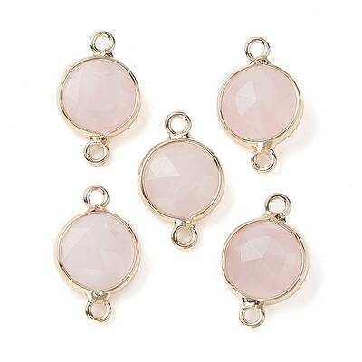Natural Rose Quartz Connector Charms
