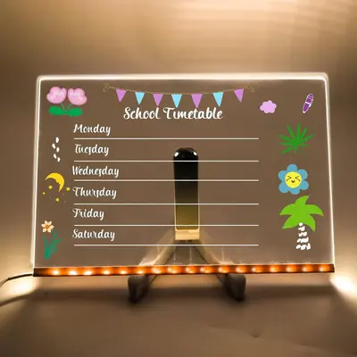 Acrylic Dry Erase Board with Light, 1 Count LED Light Up Dry Erase Board with Pen, Teen Girl Gifts, Presentation Supplies for...