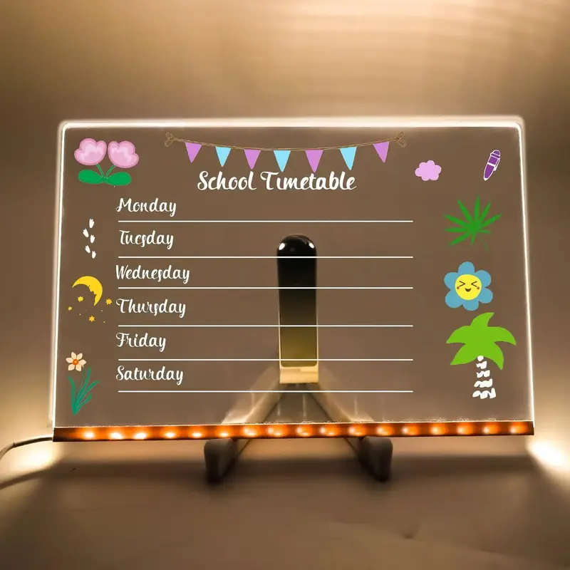 Acrylic Dry Erase Board with Light, 1 Count LED Light Up Dry Erase Board with Pen, Teen Girl Gifts, Presentation Supplies for...