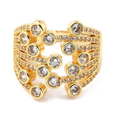 Brass Micro Pave Cubic Zirconia Finger Rings