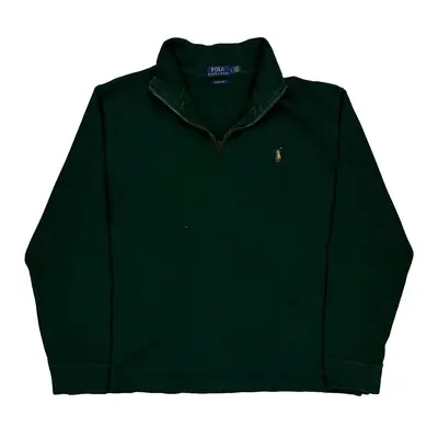 Estate Rib Polo By Ralph Lauren 1/4 Zip - Large Green Cotton