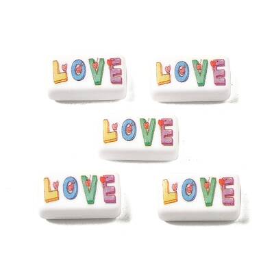 200Pcs Printed  Opaque Acrylic Beads