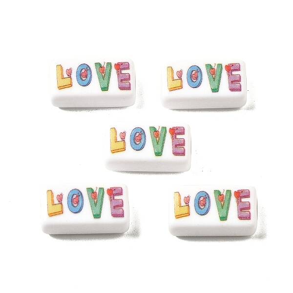 200Pcs Printed  Opaque Acrylic Beads
