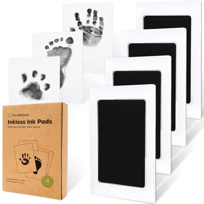 4-Pack Inkless Ink Pads for Pet Paw/Nose Print Kit - Safe Non-Toxic Mess-Free Easy to Use Perfect for Keepsakes Gift Care
