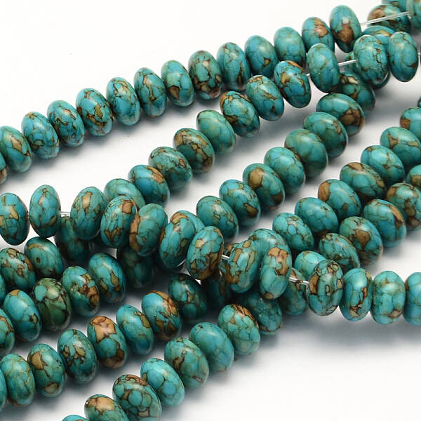 Dyed Synthetic Turquoise Rondelle Bead Strands