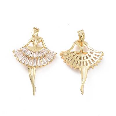 Brass Micro Pave Clear Cubic Zirconia Pendants