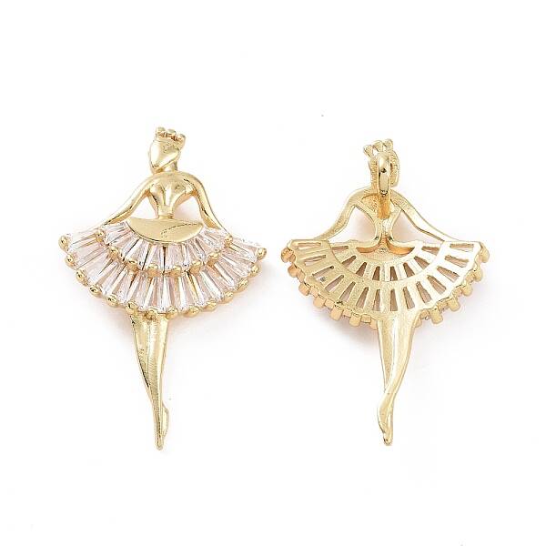 Brass Micro Pave Clear Cubic Zirconia Pendants