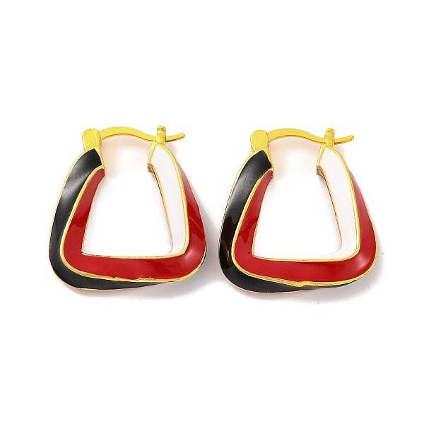 Brass & Enamel Hoop Earrings for Women