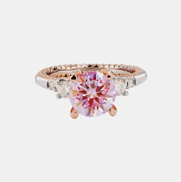 【#149】Pink Synthetic Moissanite Rings – Classic Elegant Engagement/Wedding Jewelry for Women, Perfect Birthday/Valentin...