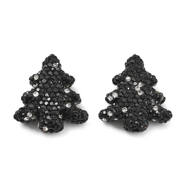 Christmas Tree Polymer Clay Rhinestone Beads