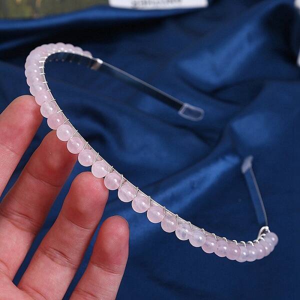 Natural Rose Quartz Hair Bands