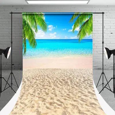 Summer Coconut Trees Beach Sweep Backdrop Photo Shoot
