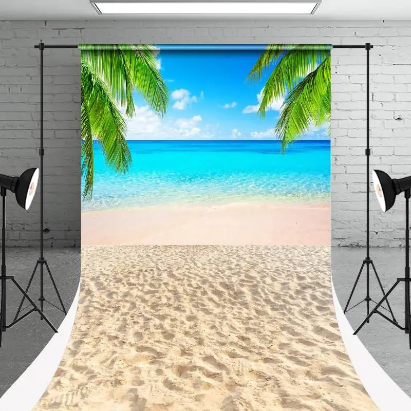 Summer Coconut Trees Beach Sweep Backdrop Photo Shoot