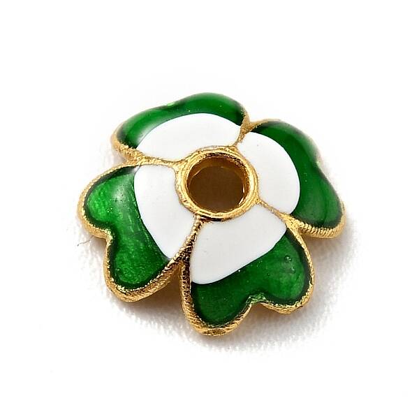 4-Petal Alloy Enamel Bead Caps