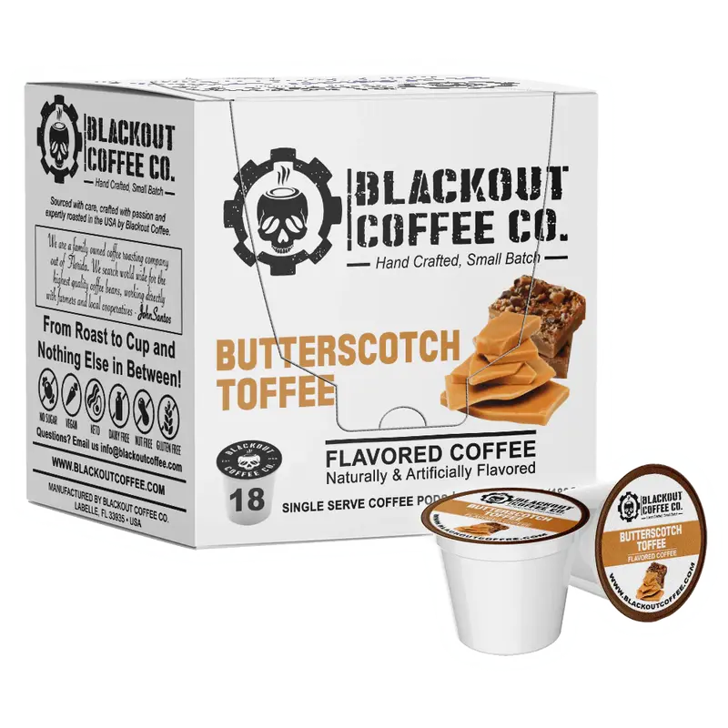 K Cup Butterscotch Toffee Flavored Coffee Pods 18CT