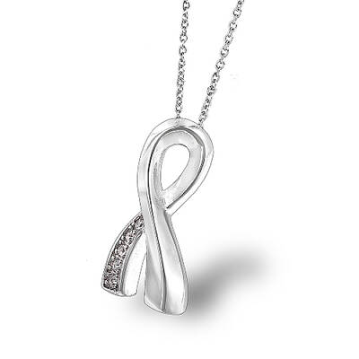 Crystal Rhinestone Awareness Ribbon Pendant Necklace