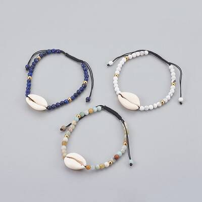 Natural Mixed Stone Braided Bead Bracelets