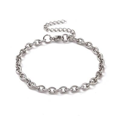 Non-Tarnish 304 Stainless Steel Cable Chain Bracelet for Men Women