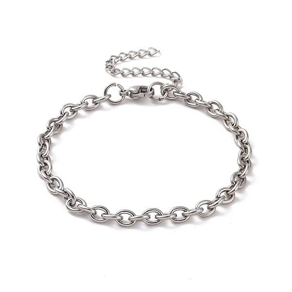Non-Tarnish 304 Stainless Steel Cable Chain Bracelet for Men Women