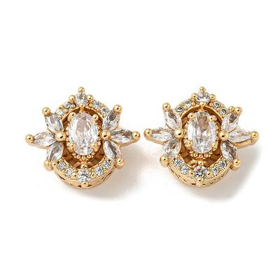 Brass Micro Pave Cubic Zirconia Beads