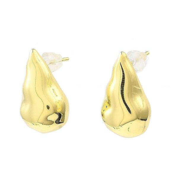 Teardrop Brass Stud Earrings