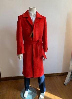 Full Length Overcoat - Wool Belted Topcoat Red - Wholesale Coat - Wholesale Winter Coats