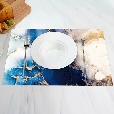 Blue White Gold Elegant Art Deco Set Of 4 Placemats - Aperturee
