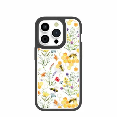 Clear Sweet Bees iPhone 15 Pro Case With Black Ridge
