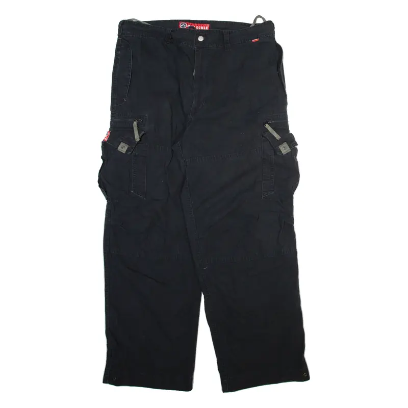MOLECULE Cargo Mens Trousers Black Relaxed Straight W38 L31