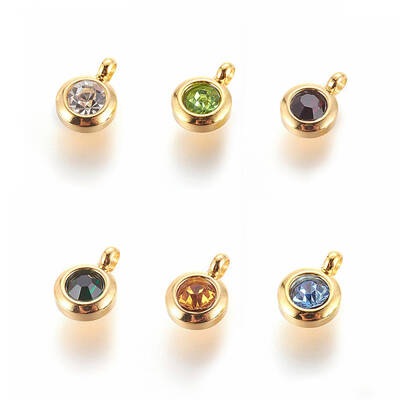 304 Stainless Steel Rhinestone Charms