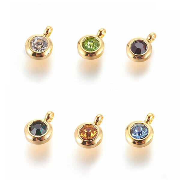 304 Stainless Steel Rhinestone Charms