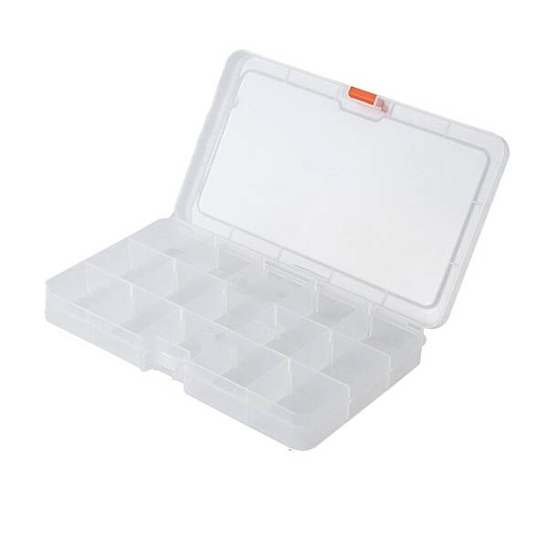 15 Grids Transparent Rectangle Plastic Beads Storage Containers
